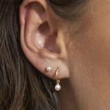 S925 Silver Sterling Pearl Hoop Earrings For Women Fine Jewelry
