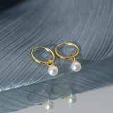 S925 Silver Sterling Pearl Hoop Earrings For Women Fine Jewelry