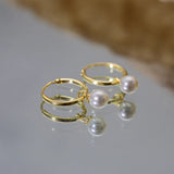 S925 Silver Sterling Pearl Hoop Earrings For Women Fine Jewelry