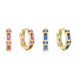 925 Silver Rainbow Crystal Hoop Earrings For Women