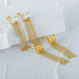 Sterling Silver Chain Tassel Stud Earrings For Women Teens