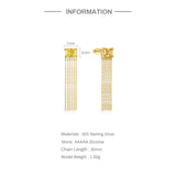 Sterling Silver Chain Tassel Stud Earrings For Women Teens