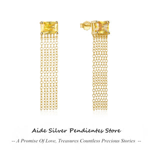 Sterling Silver Chain Tassel Stud Earrings For Women Teens