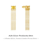 Sterling Silver Chain Tassel Stud Earrings For Women Teens
