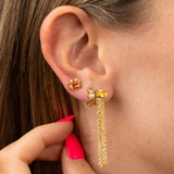 Sterling Silver Chain Tassel Stud Earrings For Women Teens