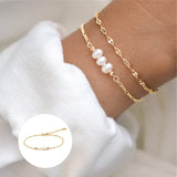 Sterling Silver Pearl Bracelet Chain 18K Beads Bangle