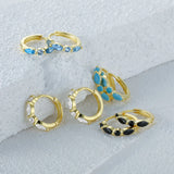 S925 Turquoise Zircon Hoop Earrings for Women