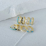 S925 Turquoise Zircon Hoop Earrings for Women