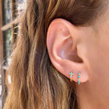S925 Turquoise Zircon Hoop Earrings for Women