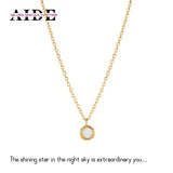 S925 Opal Round Pendant Necklace for Women Clavicle Chain