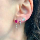 S925 Silver Zircon Tassel Stud Earrings Colorful Drop Jewelry Aretes
