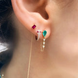 S925 Silver Zircon Tassel Stud Earrings Colorful Drop Jewelry Aretes