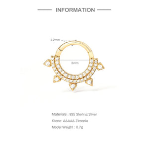 925 Silver Zircon Cartilage Hoop Ear ring for Women