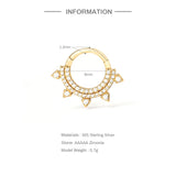 925 Silver Zircon Cartilage Hoop Ear ring for Women