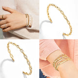 925 Sterling Silver Charm Bracelets Crystal Zircon Adjustable Bangles