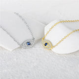 Evil Eye Diamond Pendant Necklace, Sterling Silver, INS Style