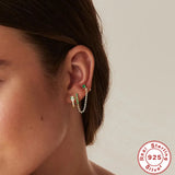 S925 Silver Classic Green Zircon Tassel Earrings