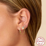S925 Silver Classic Green Zircon Tassel Earrings