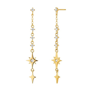 925 Silver Tassel Star Dangle Earrings 18K Plated