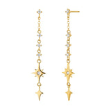 925 Silver Tassel Star Dangle Earrings 18K Plated