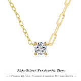 Dainty CZ Pendant Necklace 18K Plated Wedding Jewelry