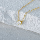 Dainty CZ Pendant Necklace 18K Plated Wedding Jewelry