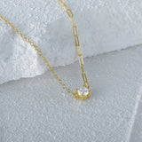 Dainty CZ Pendant Necklace 18K Plated Wedding Jewelry