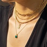 925 Silver Malachite Pendant Necklace 18k Chains Women Gift