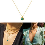925 Silver Malachite Pendant Necklace 18k Chains Women Gift