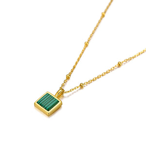 925 Silver Square Gems Pendant Necklace 18k Chain for Women Jewelry
