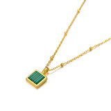925 Silver Square Gems Pendant Necklace 18k Chain for Women Jewelry
