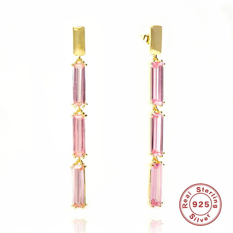Sterling Silver Pink Diamond Earrings for Women