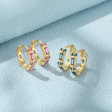 S925 Silver Rose Geometry Zirconia Hoop Earrings for Women