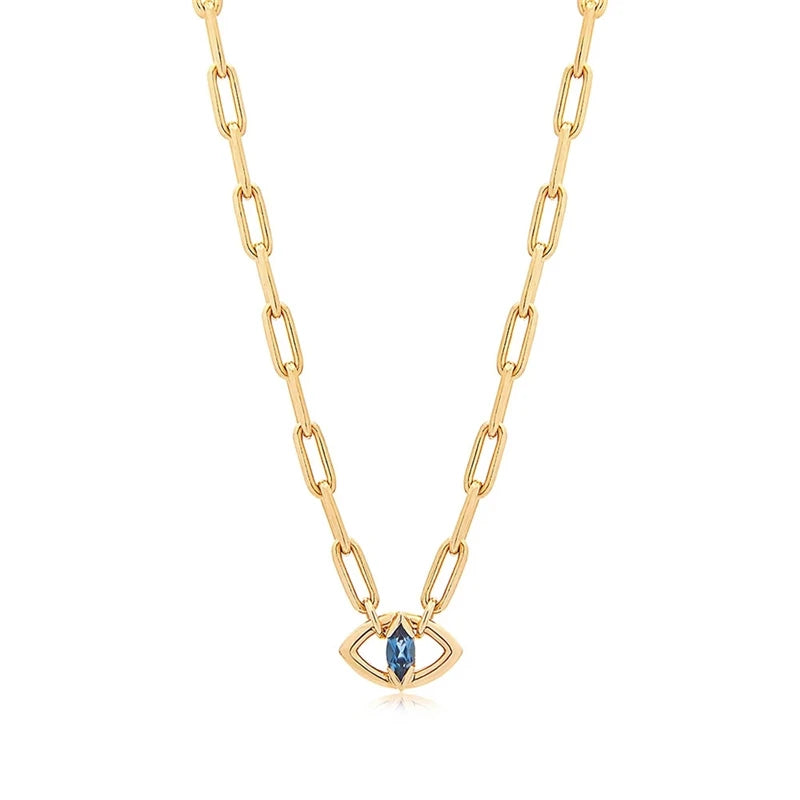 Zircon Evil Eye Necklace Initial Chain Necklace Collares Jewelry
