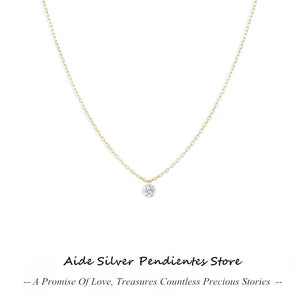 6mm Cubic Zirconia Necklace 925 Sterling Silver Women's Engagement Jewelry