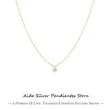 6mm Cubic Zirconia Necklace 925 Sterling Silver Women's Engagement Jewelry