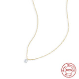 6mm Cubic Zirconia Necklace 925 Sterling Silver Women's Engagement Jewelry
