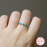 925 Silver Ring Horse Eye Turquoise Inlaid Women's Engagement Wedding Rings