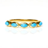 925 Silver Ring Horse Eye Turquoise Inlaid Women's Engagement Wedding Rings
