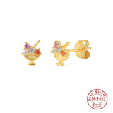 925 Sterling Silver Tree Wine Ice Cream Stud Earrings