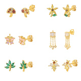 925 Sterling Silver Tree Wine Ice Cream Stud Earrings