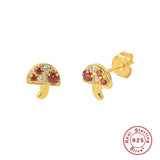 925 Sterling Silver Tree Wine Ice Cream Stud Earrings