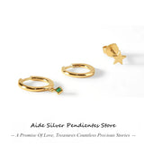 Sterling Silver Green Zircon Earring Set for Women