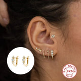 U-shaped Stud Earrings 925 Sterling Silver CZ Party Jewelry