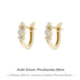 U-shaped Stud Earrings 925 Sterling Silver CZ Party Jewelry