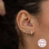 U-shaped Stud Earrings 925 Sterling Silver CZ Party Jewelry
