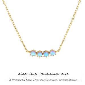 TIDE Moonstone Clavicle Necklace 925 Sterling Silver Wedding Anniversary Jewelry
