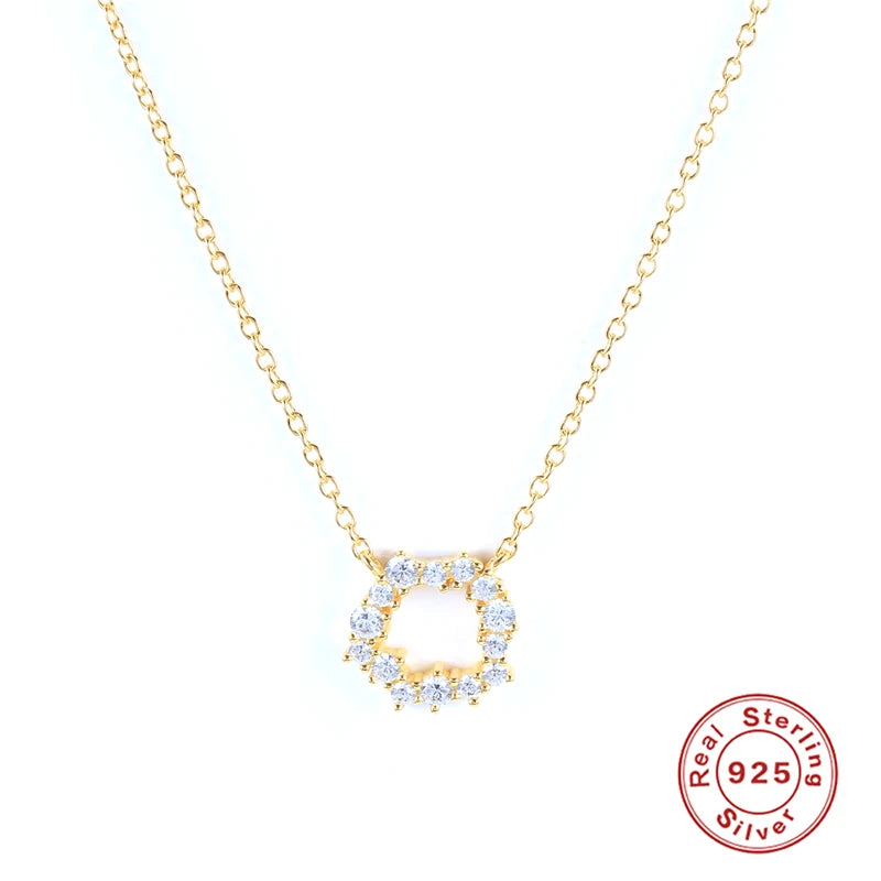Sterling Silver Rainbow Zircon Pendant & Necklace Chain Choker CZ