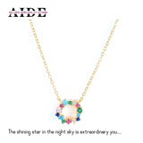 Sterling Silver Rainbow Zircon Pendant & Necklace Chain Choker CZ