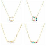 Sterling Silver Rainbow Zircon Pendant & Necklace Chain Choker CZ